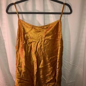 gold satin tank top